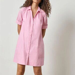 Lilla P Shirred Sleeve Shirt Dress in Pink Color - Belt included